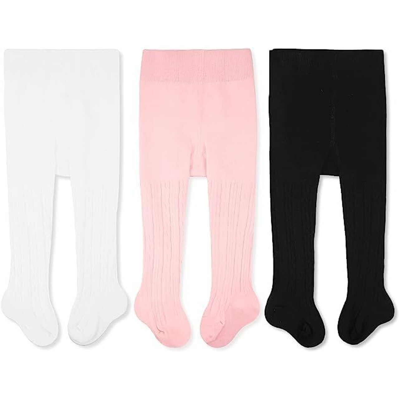 CozyWay Toddler Tights - Girls and Boys Leggins Cable Knit Comfy Cotton Toddlers 2T-4T Multicolor - 3 Pack
